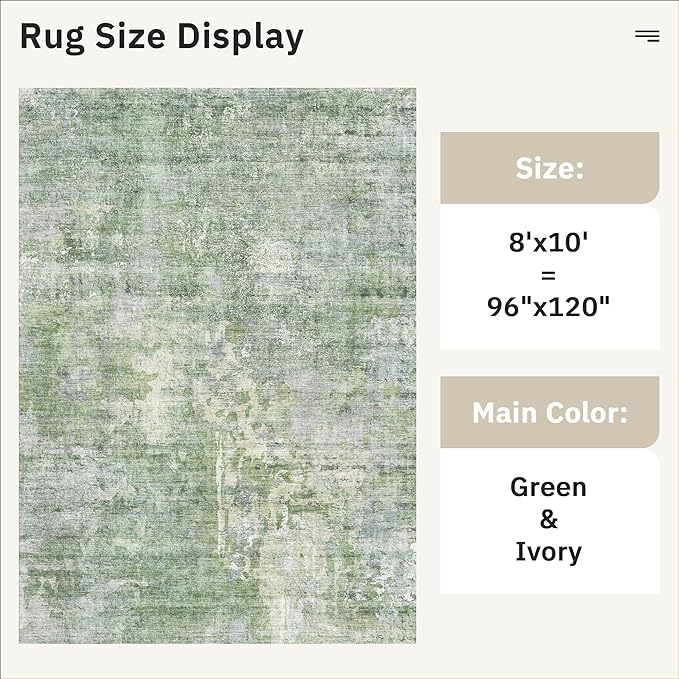 Abstract Rug 8x10 Large Living Room Rugs Neutral Modern Washable Area Rugs - Image 5