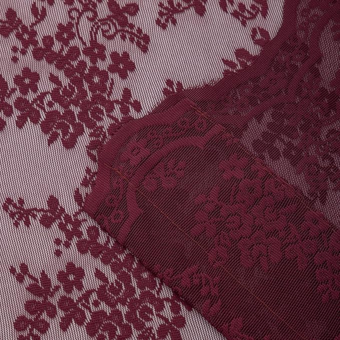 YJ YANJUN Vintage Lace Curtains 72 Inch Length -Dark Maroon Curtains - Image 6