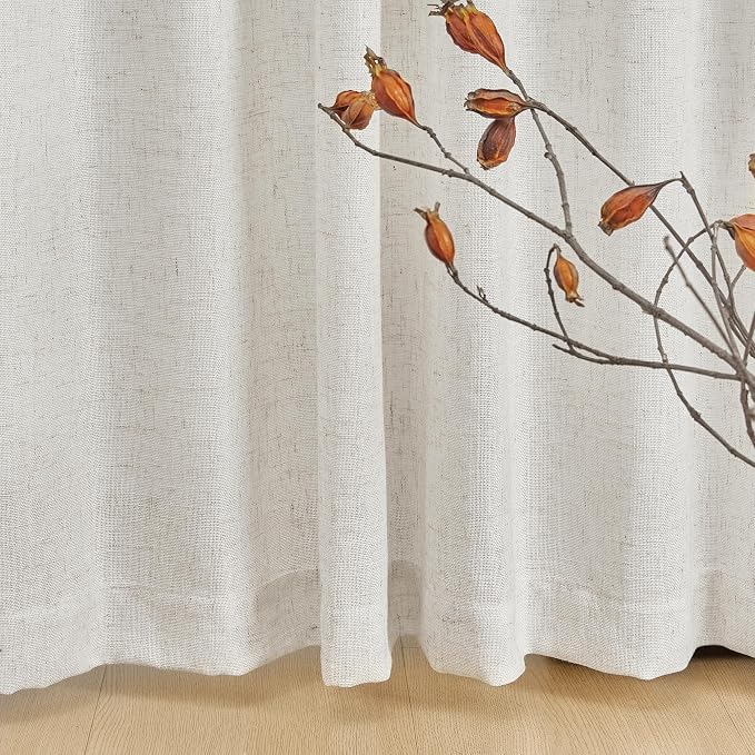 MYSKY HOME Kitchen Window Curtains Half Sheer Drapes 45 Inches Long, Boho - Image 5