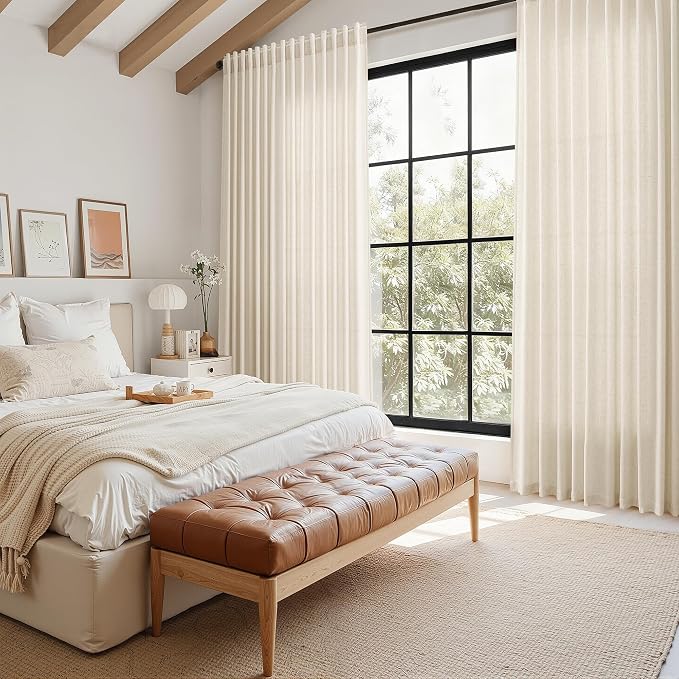Linen Curtains for Living Room 90 Inches Long Modern Farmhouse Decor Light - Image 8