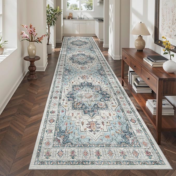 Madane Hallway Rug 3x10, Kitchen Rugs Washable Entryway Rug Vintage Kitchen - Image 3