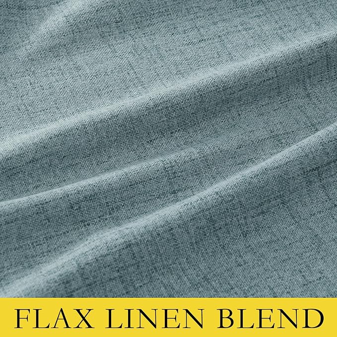 NICETOWN Skylark Blue Thick Linen Blend 100% Blackout Curtains - Image 4