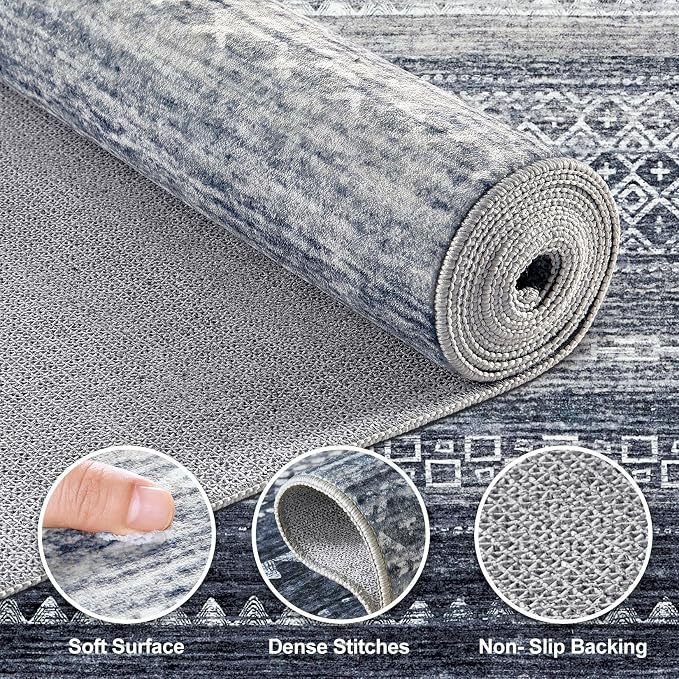 Nakagishi Area Rug 6x9 Living Room: Washable Boho Large Neutral Soft Modern - Image 3