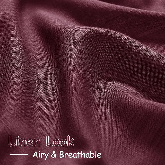 Burgundy Linen Curtains 63 Inches Long 2 Panel Sets - Image 5