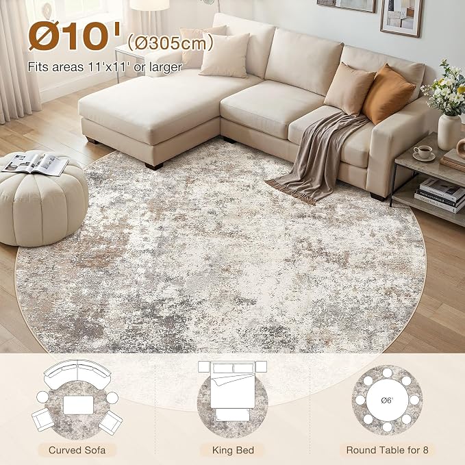 UERMEI 10ft Round Area Rug Living Room Rugs - Image 3