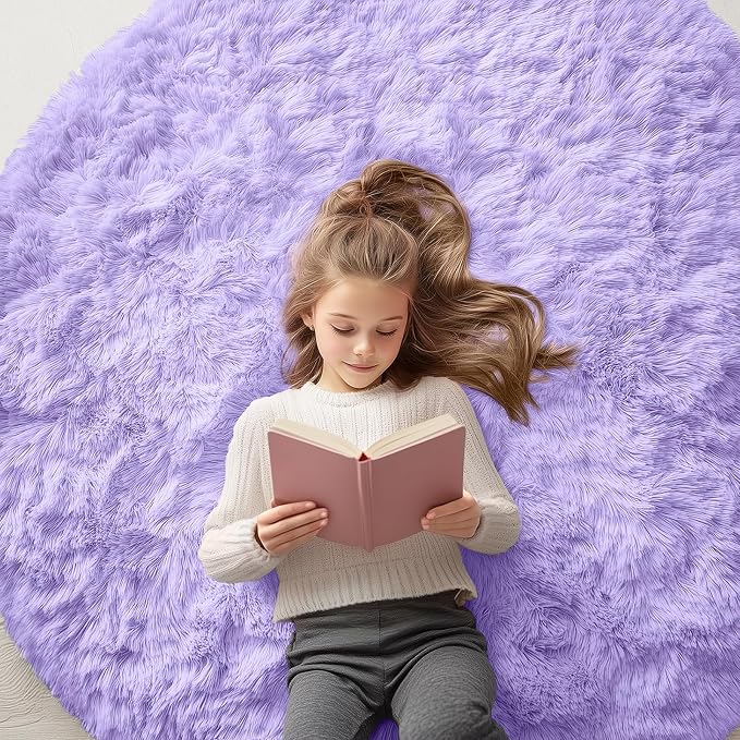 OLANLY Light Purple Round Rugs for Bedroom by OLANLY