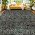 Vintage Dark Green Living Room Rug, 7x10 Washable Area Rugs by HazoHaus