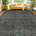 Washable Dark Green Rug for Living Room by HazoHaus