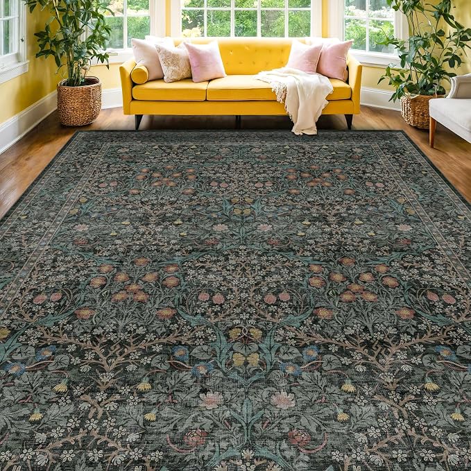Washable Dark Green 10x12 Rug for Living Room - Image 9