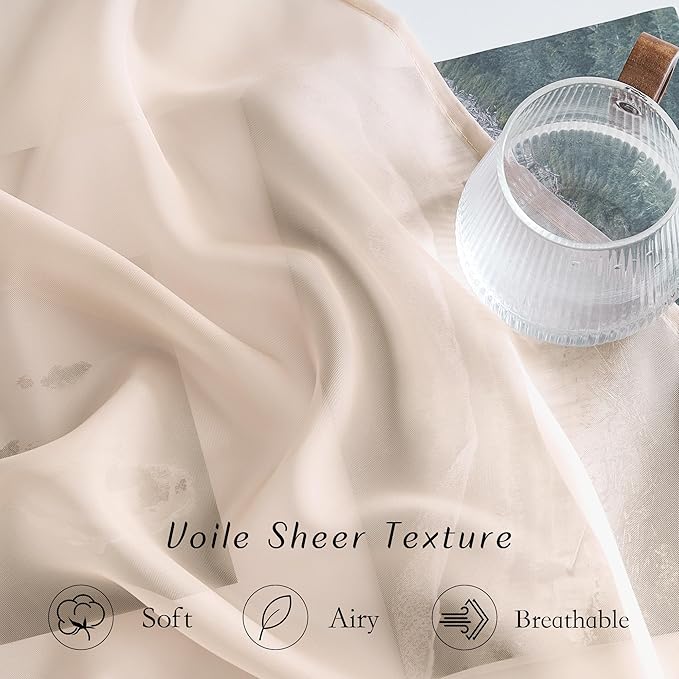 NICETOWN Taupe Sheer Curtains 54 inch Length, Grommet Voile Sheer Lightweight & - Image 4