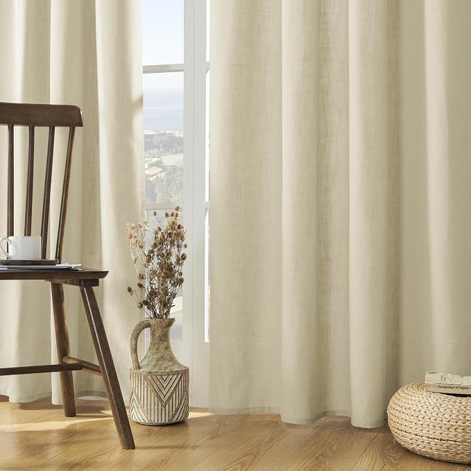 Joydeco Linen Curtains, 90 Inch Length, 2 Panels Set by JOYDECO