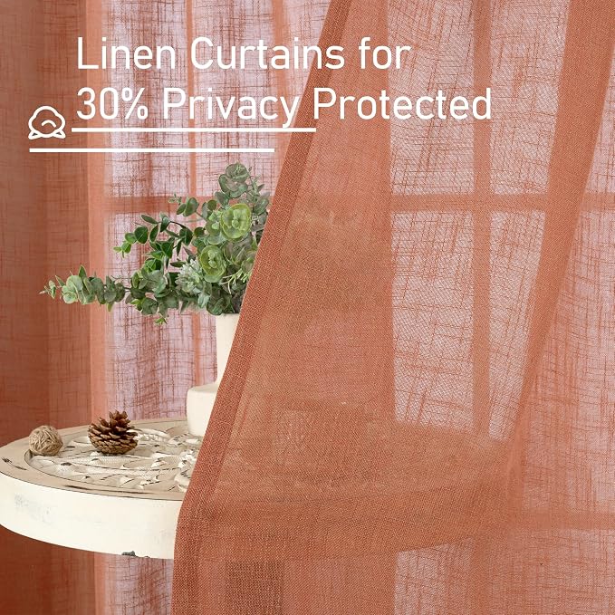 LAMIT Linen Semi Sheer Curtains 96 inches Long 2 Panels Set, Light Filtering - Image 5