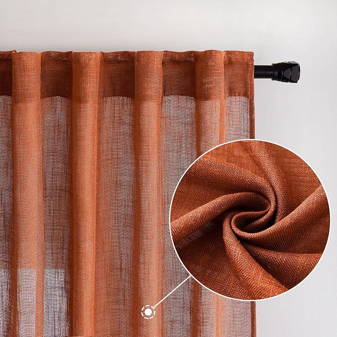 MIULEE Rust Curtains 96 Inch Length 2 Panels - Image 7