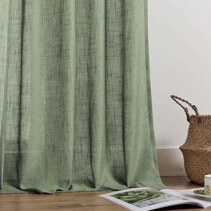 Joydeco Linen Curtains 90 Inch Length 2 Panel Sets, Light Filtering Curtains - Image 4