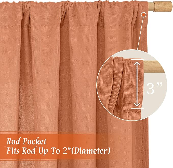 LAMIT Linen Blended Window Curtains 63 inch Length - Image 3