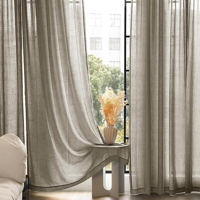 Taupe Linen Curtains 120 inches Long - Image 4