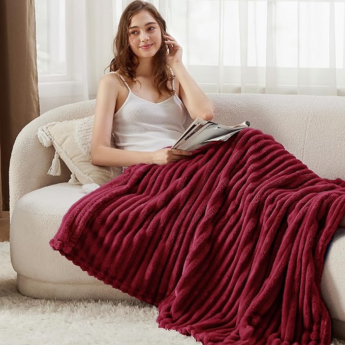 Bedsure GentleSoft Red Blanket for Couch - Image 3