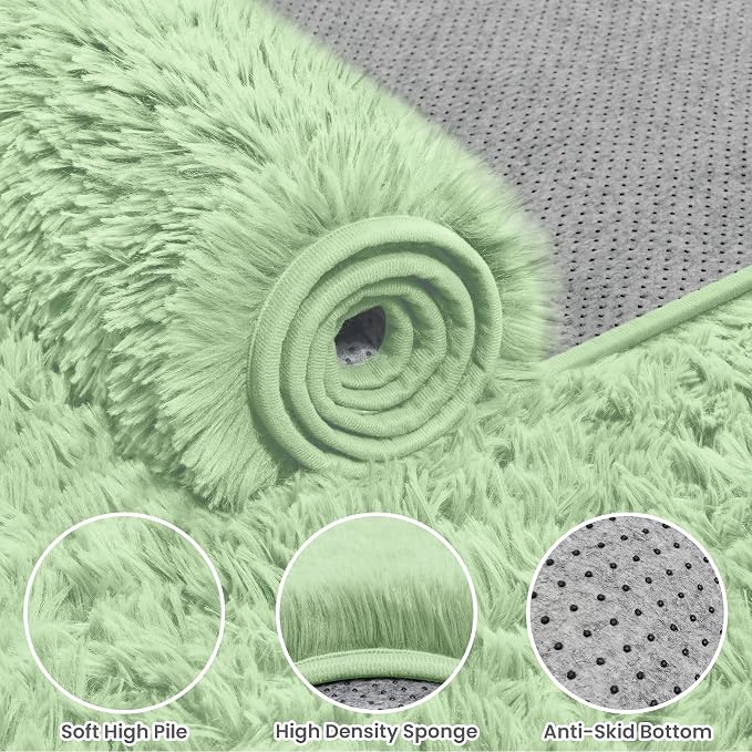8x10 Area Rugs for Living Room Rug: Soft Fluffy Shag Mint Green Rugs for Bedroom - Image 6