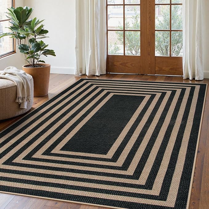 Lahome Modern Geometric Easy Jute Outdoor Rug, 5x7 Patio Living Room Rug | by Lahome