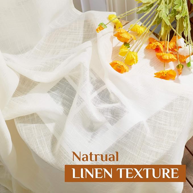 NICETOW Semi Sheer Linen Curtains - Image 6