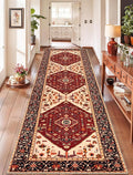 SERISSA Runner Rug for Hallways, Long Boho Rug Vintage Red Black Hallway Stair by SERISSAHomeDecorCollection