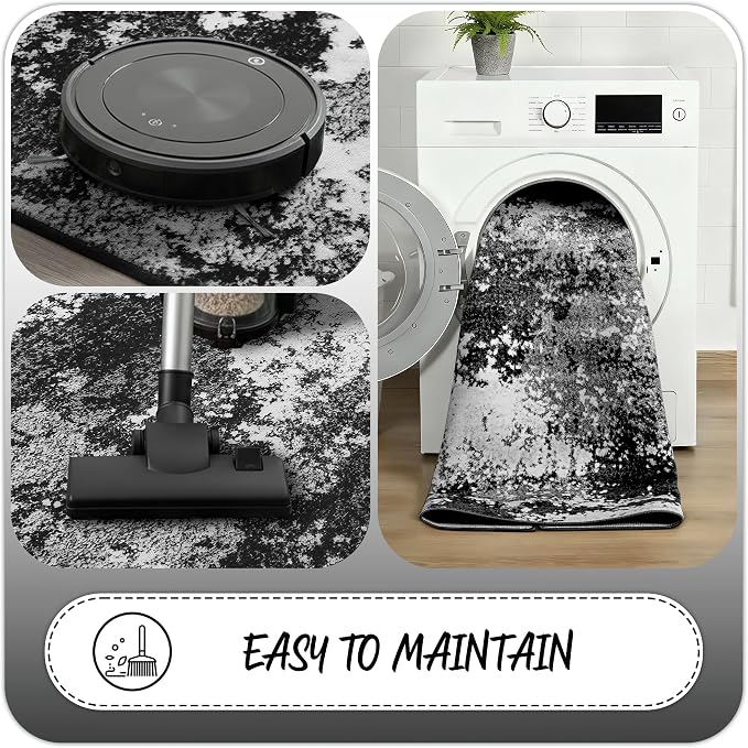 Black Washable Rug 6x9 Area Rugs - Image 6