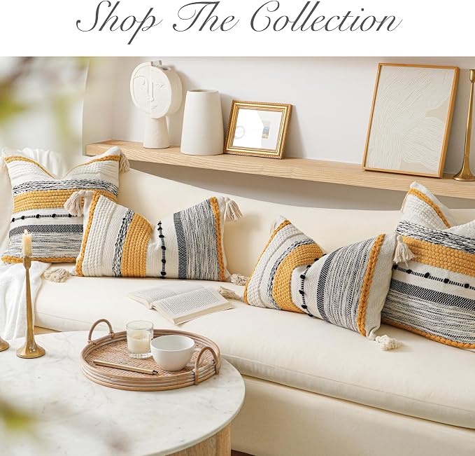 Yellow Mustard Decorative Throw Pillow Cover 20x20 Square Boho Accent - Image 7