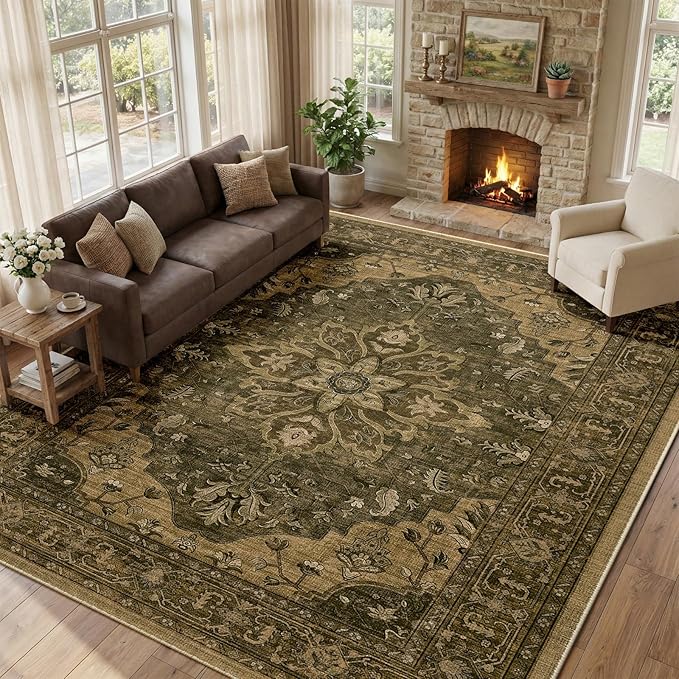 RELEANY Washable Area Rug, Large 9'x12', Water Repellent, Pet Friendly - Image 3