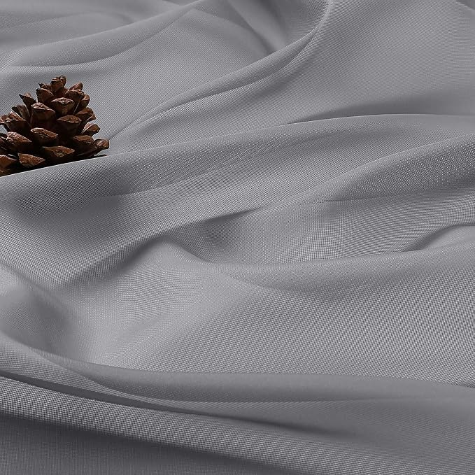 OWENIE Grey Sheer Curtains 72 Inches Long 2 Panels Set, Transparent Voile Sheer - Image 8