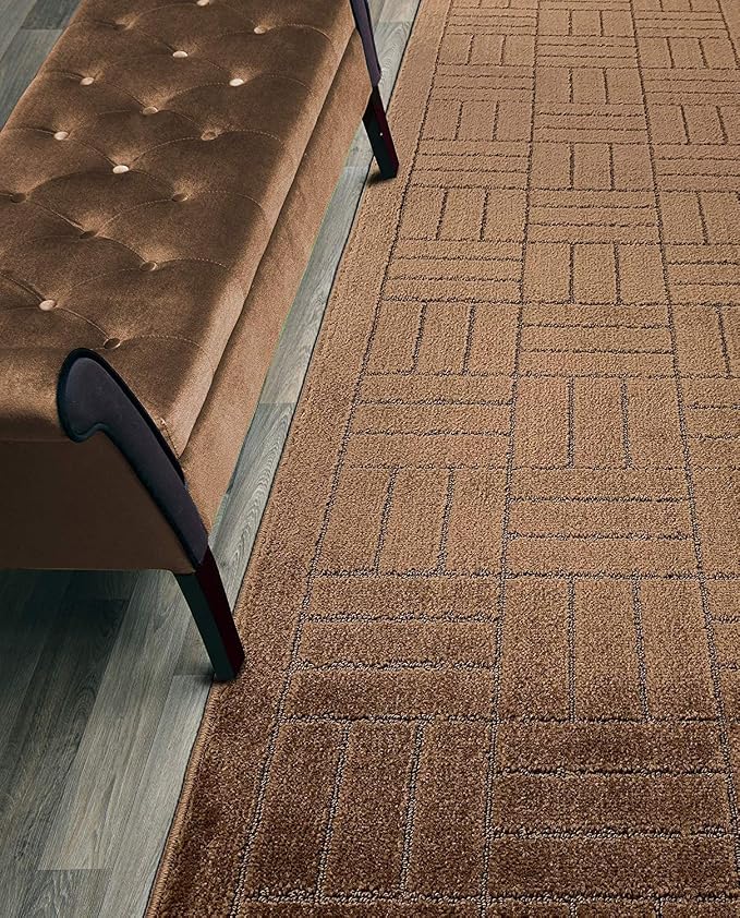 Custom Length Hallway Runner Rug, Slip Resistant, Bricks Brown, 26 Inch X 24 by ORFAHOME