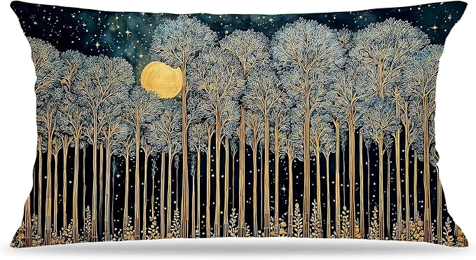 Rustic William Morris Inspired Forest Green Moon Pillow Covers 12x20 by Unknown