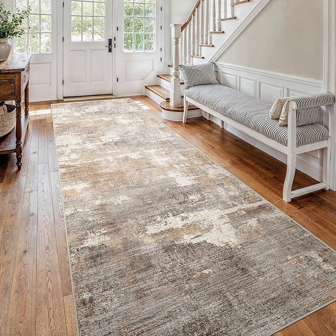 4x12 Washable Kitchen Runner Rug: Modern Abstract Wide Runners by Ksrau