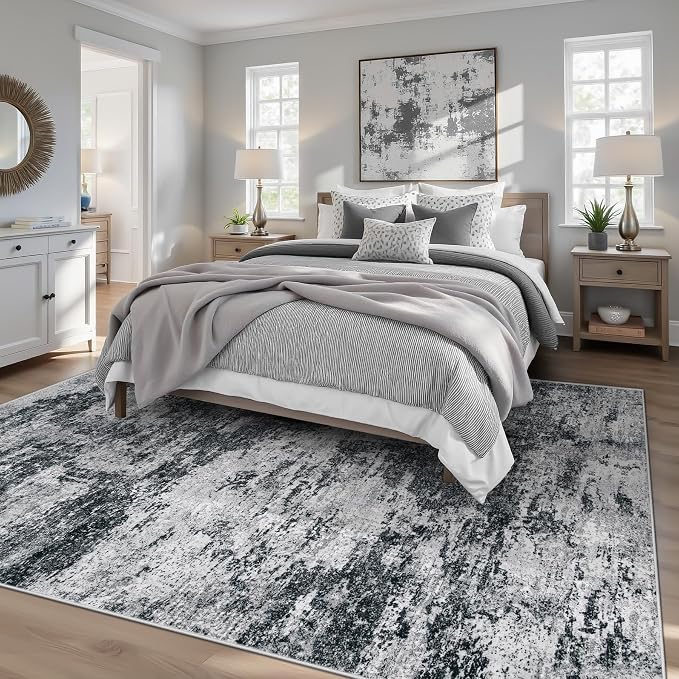 Area Rugs 6x9 for Living Room: Washable Rug Modern Abstract Neutral Soft - Image 2