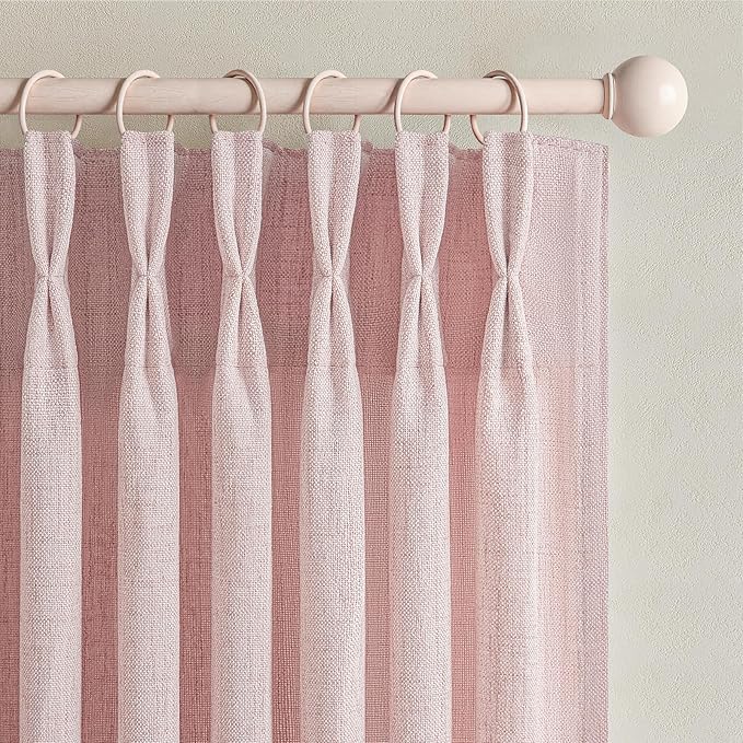 Light-Pink Floor to Ceiling Semi Sheer Extra Long Curtains 108 Inches Length - Image 2