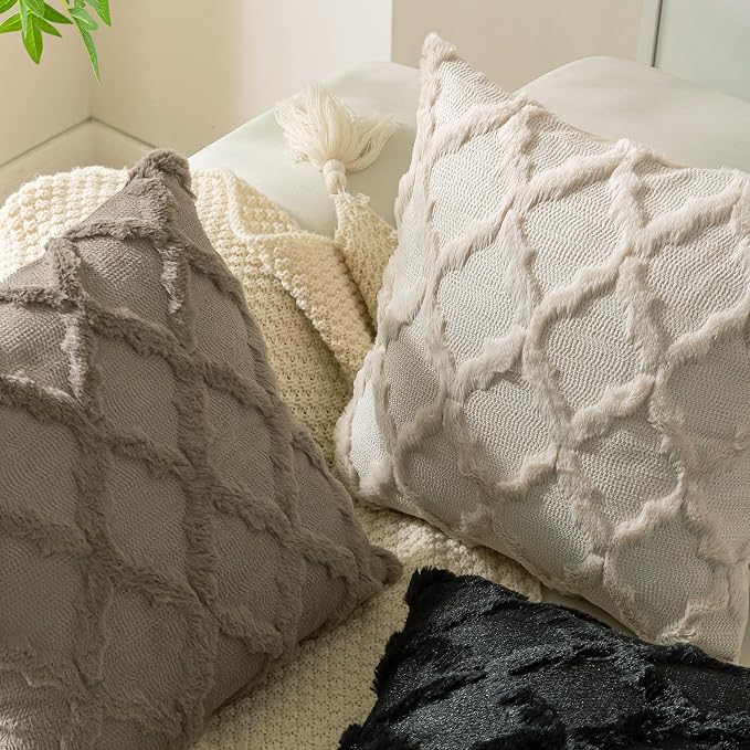Set of 2 Soft Moroccan Throw Pillow Covers 18x18 Inch Plush Boho Decorative - Image 7