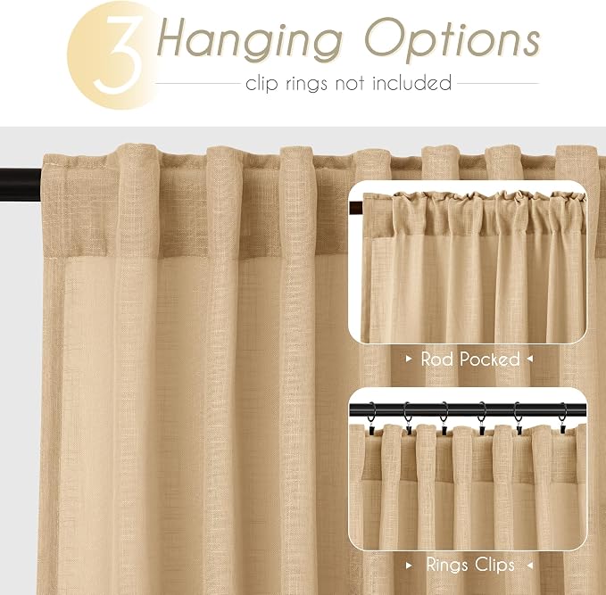 Tan Linen Curtains 84 inches Long - Image 2