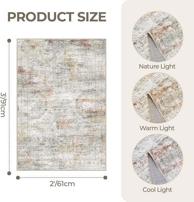 2x3 Washable Rug Runner for Bathroom, Soft Entryway Rug for Laundry Room - Image 2