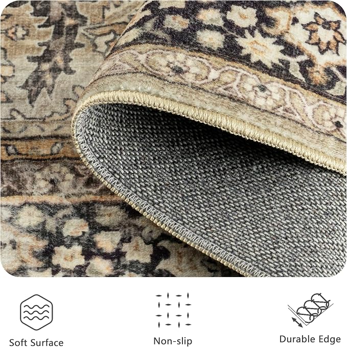 2x10 Hallway Runner Rug, Washable Vintage Retro Long Runner Rugs - Image 6