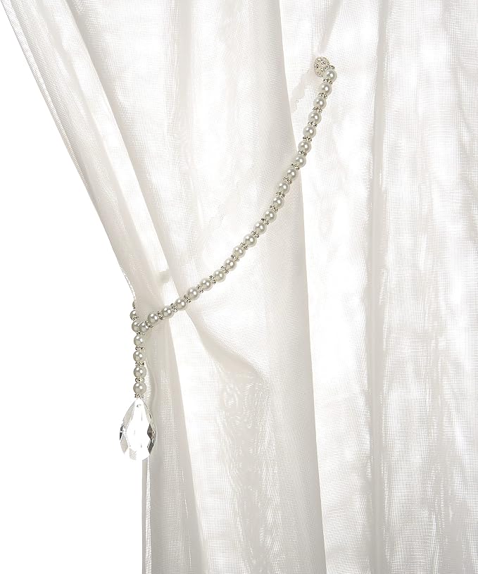 SUQ I OME 1 Pair of Luxury Crystal Beaded Magnetic Curtain Tieback and Holdback - Image 3