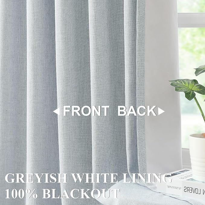 Vision Home Pinch Pleated Full Blackout Curtains Linen Blended Room Darkening - Image 2