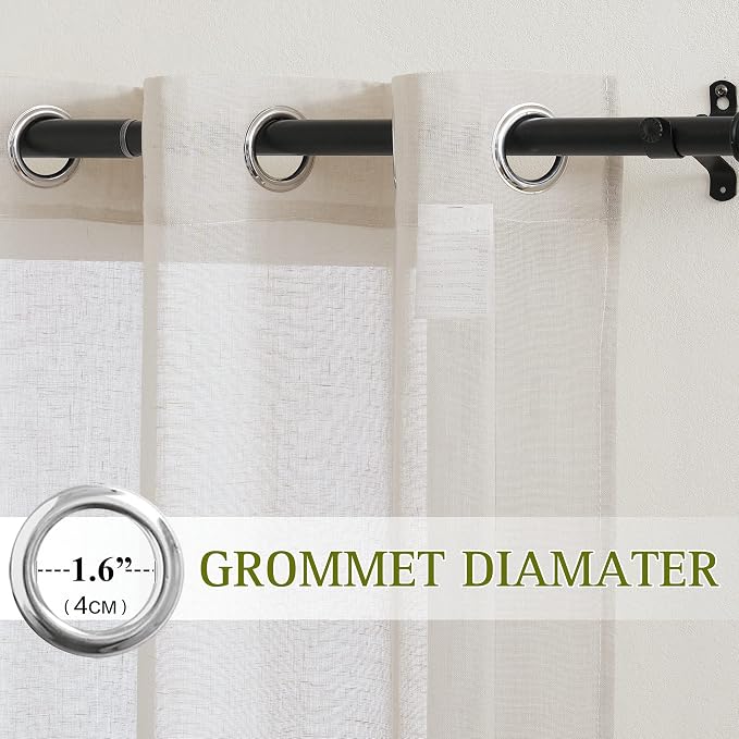 NICETOWN Short Linen Curtains for Kitchen, Grommet Small Window Curtains Linen - Image 3