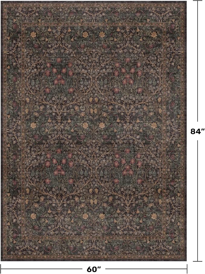 Dark Brown Washable 5x7 Area Rugs - Image 2