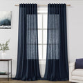 Nanspring Navy Blue Linen Curtains by Nanspring