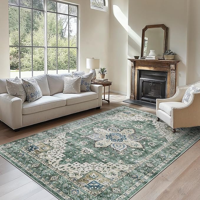 AMADA HOMEFURNISHING 5x7 Area Rugs, Washable Living Room Rug Low-Profile by AMADAHOMEFURNISHING
