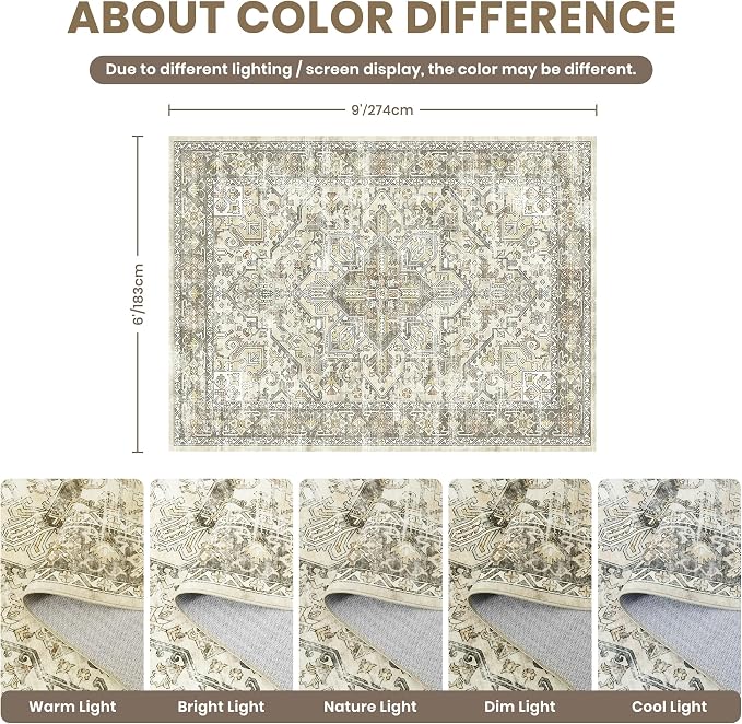 zesthome 6x9 Area Rug, Super Soft Washable Rugs - Image 2