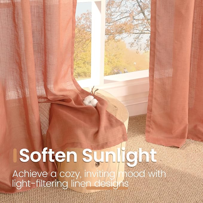 BGment Terracotta 96 Inches Long Linen Curtains - Image 5
