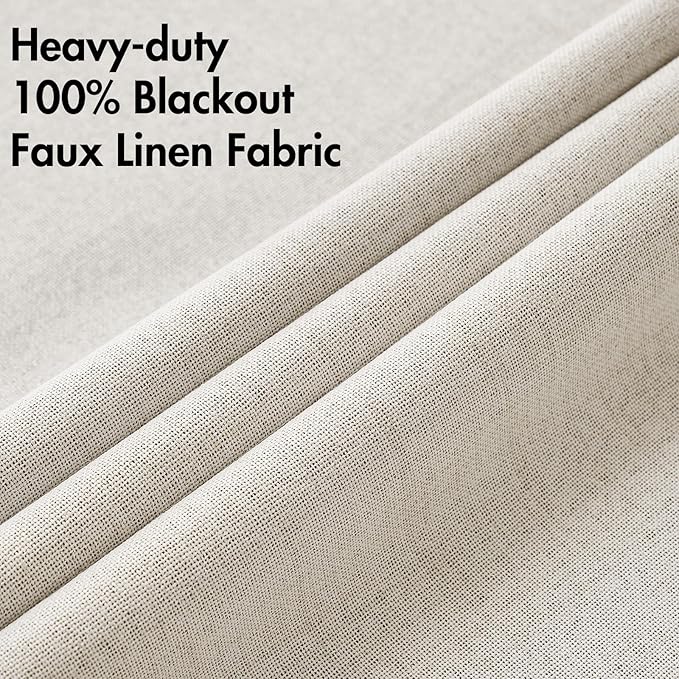 MIULEE Linen Curtains for Bedroom 100% Blackout Thermal Insulated Birch Grommet - Image 5