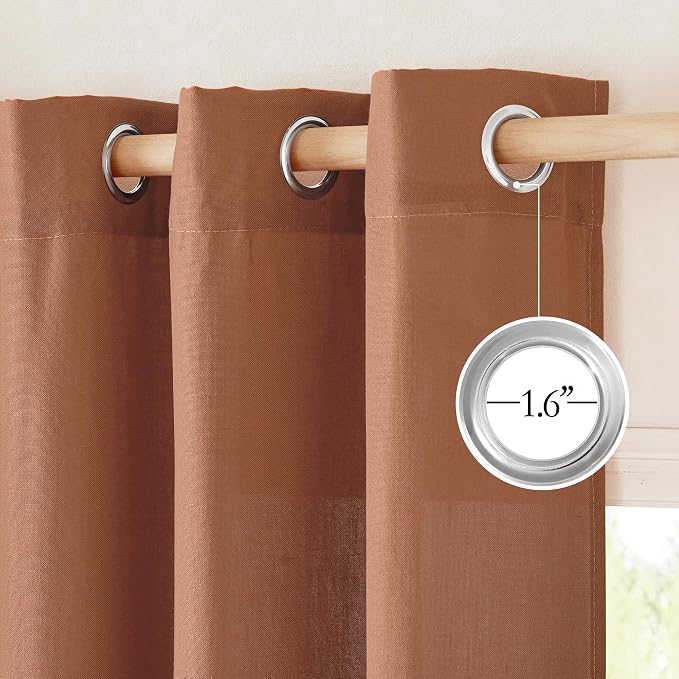 NICETOWN Linen Caramel Curtains 96 inches Long - Image 2