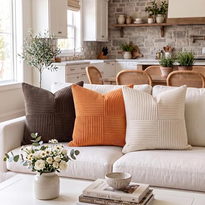 Fancy Homi 2 Packs Burnt Orange Decorative Throw Pillow Covers 22x22 Inch - Image 2