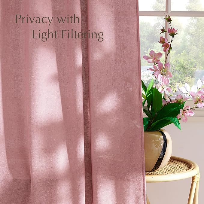 NICETOWN Thick Linen Pink Curtains - Image 3